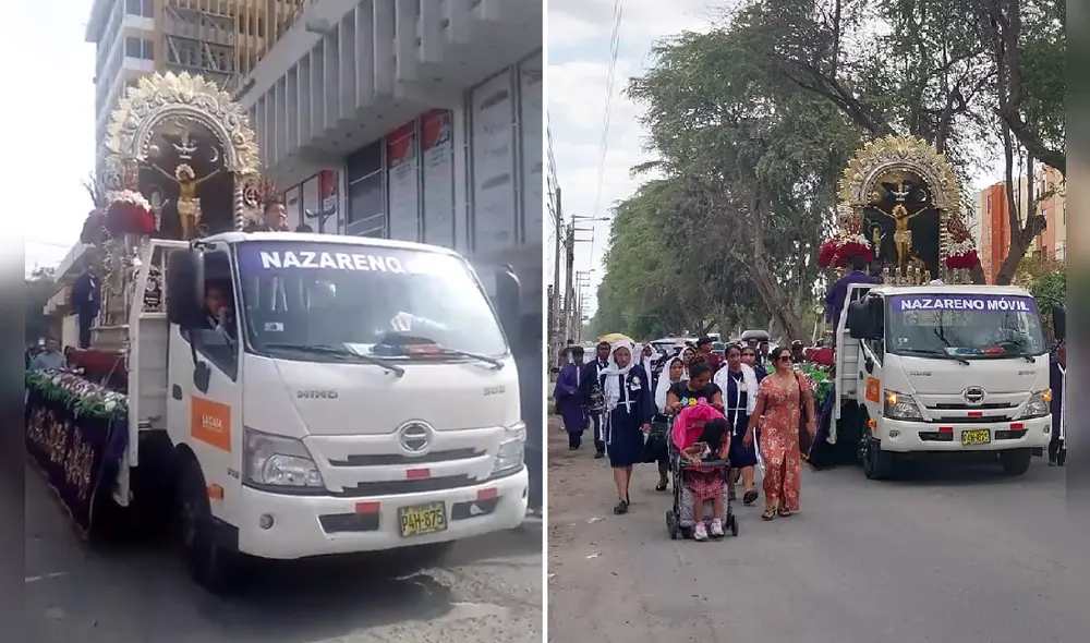 Señor de los Milagros realizó su cuarto recorrido en Piura. Foto: composición LR/Facebook