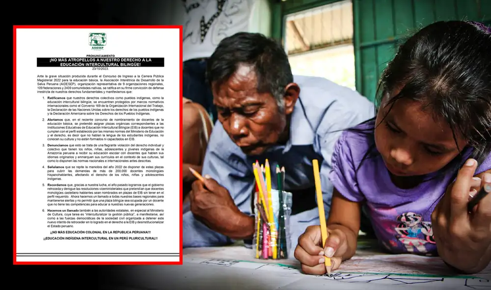 La Declaración Americana sobre los Derechos de los Pueblos Indígenas menciona que los niños tienen derecho a estudiar en su lengua materna.  Foto: composición La República/ Aidesep