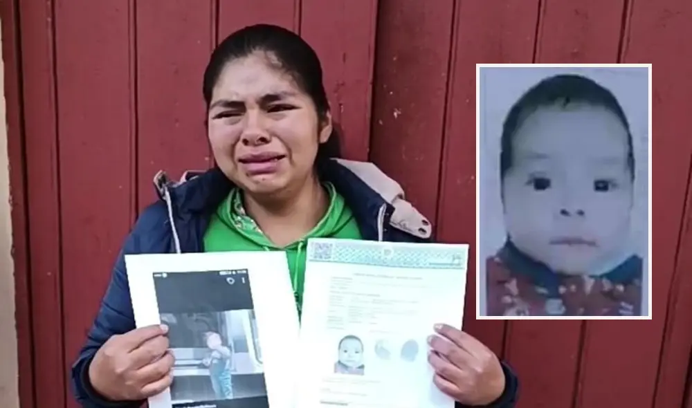 Gwendoly Quenta Mullisaca busca intensamente a su pequeño Benjamín. Foto: composición LR/Zenaida Zea