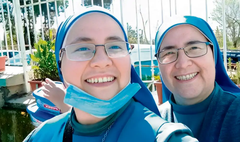 Devoción. Monjas María del Pilar y María del Perpetuo Llerena Vargas se quedarían en Gaza. Foto: difusión Devoción. Monjas María del Pilar y María del Perpetuo Llerena Vargas se quedarían en Gaza. Foto: difusión