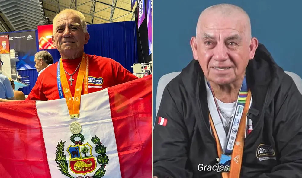Jorge Zegarra es el único peruano que ha ganado el oro en el Mundial de Natación Máster 2023. Foto: composición LR/Paracas/YouTube