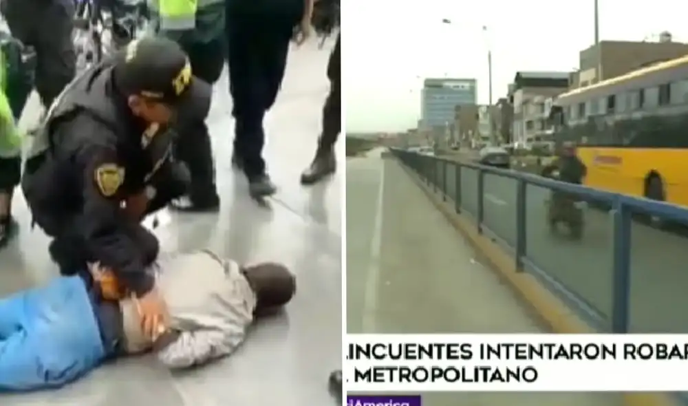 Los delincuentes fueron capturados por la PNP. Foto: captura de América TV Los delincuentes fueron capturados por la PNP. Foto: captura de América TV