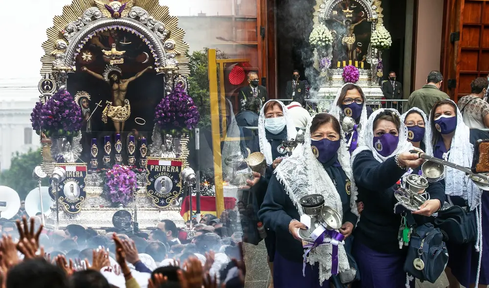 Miles de ciudadanos se reúnen para acompañar al Señor de los Milagros. Foto: composición LR/Jazmin Ceras/Andina