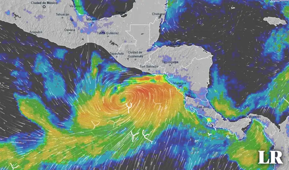La Tormenta tropical Pilar viene afectando El Salvador y Guatemala. Sigue su recorrido minuto a minuto. Foto: captura de Ventusky La Tormenta tropical Pilar viene afectando El Salvador y Guatemala. Sigue su recorrido minuto a minuto. Foto: captura de Ventusky