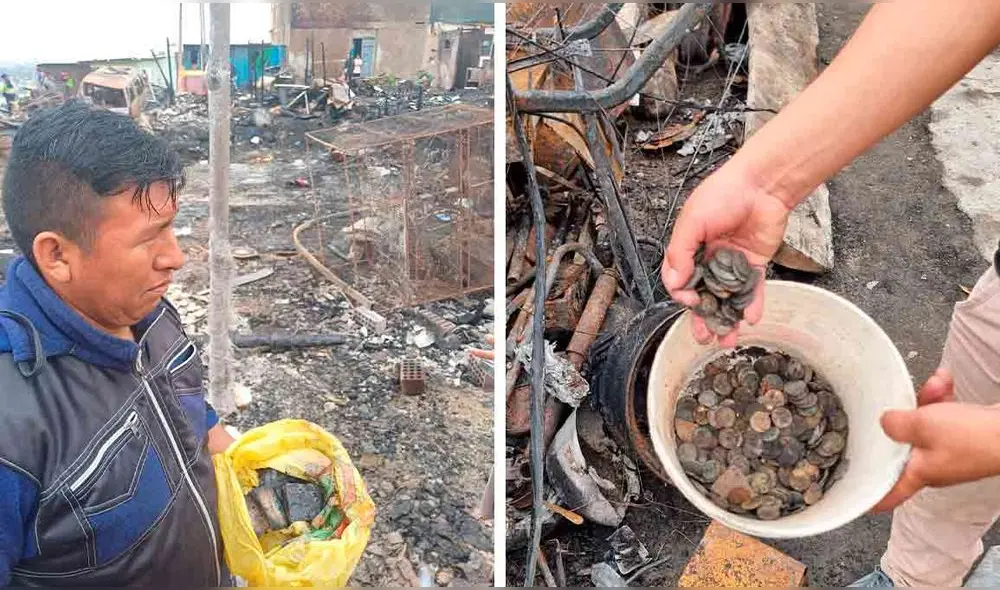 Varios billetes de Edgar quedaron hechos cenizas por incendio en su vivienda. Foto: La República Varios billetes de Edgar quedaron hechos cenizas por incendio en su vivienda. Foto: La República