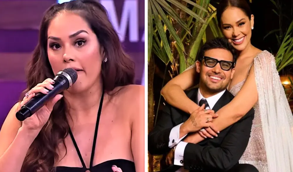 Karen Schwarz sostuvo que, si tiene alguna molestia con su esposo, Ezio Oliva, ambos tratan de resolverlo de inmediato. Foto: composición LR/América TV/Instagram/Karen Schwarz