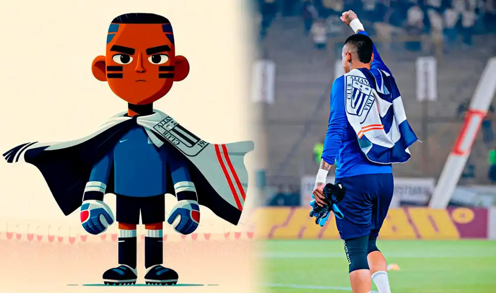 Ángelo Campos causó polémica por salir con la bandera de Alianza Lima en el Estadio Monumental. Foto: composición GLR