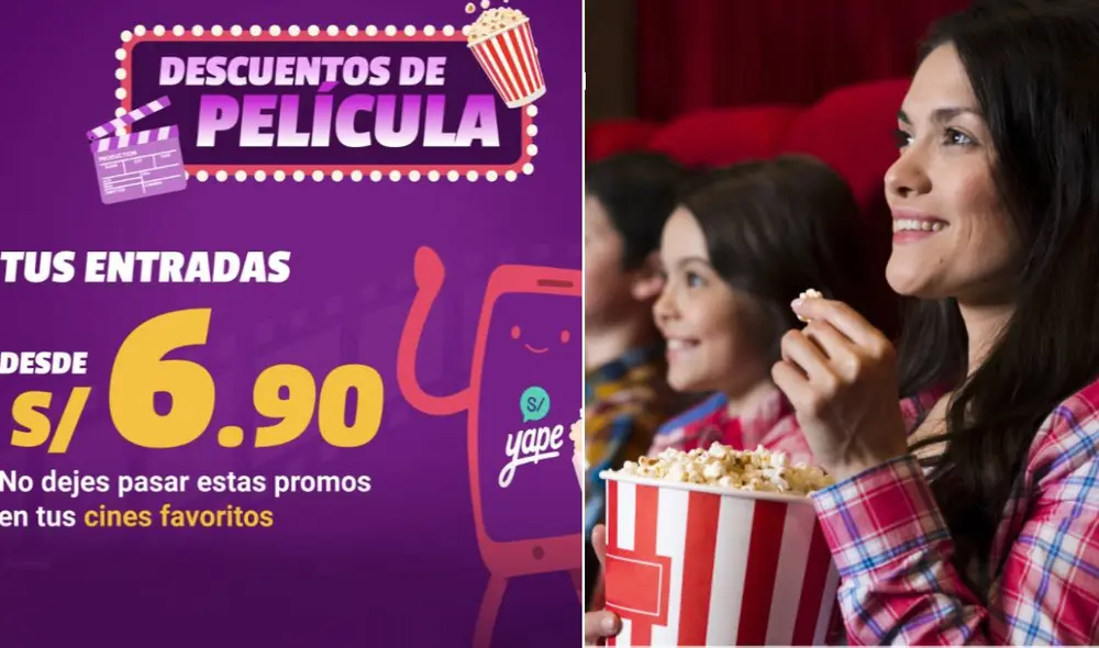 Entradas al cine en Yape por S/6,90 estarán disponibles hasta el 12 de noviembre. Foto: composición LR/Yape/Freepik