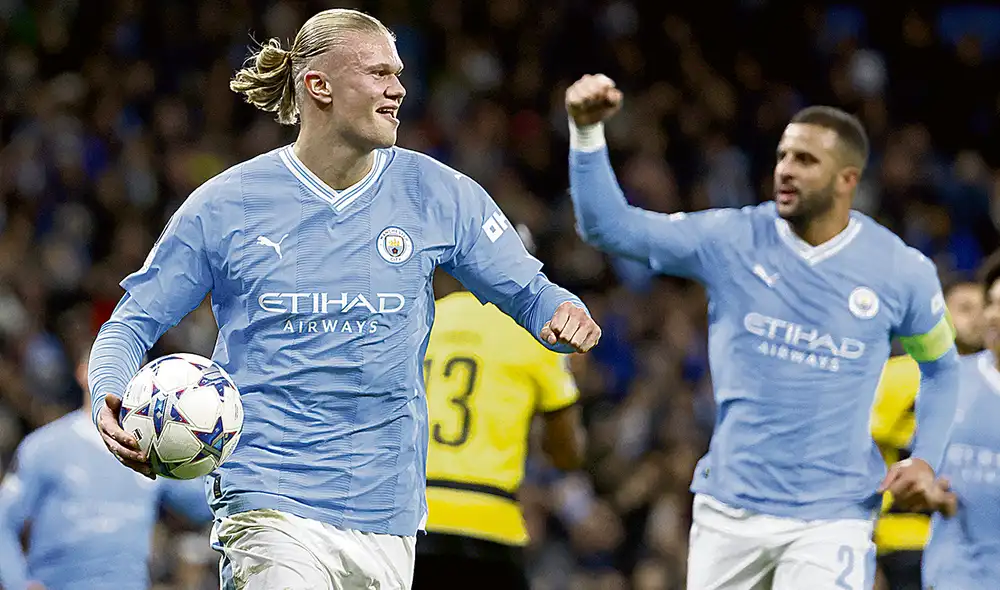 Pieza clave. Haaland colaboró con un doblete en la victoria. Foto: difusión Pieza clave. Haaland colaboró con un doblete en la victoria. Foto: difusión