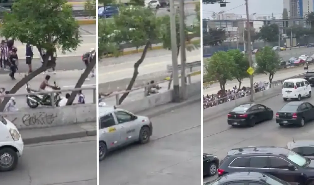 Momento en que hincha huye con la motocicleta robada. Foto: composición LR/'X'/Paolo Vela Momento en que hincha huye con la motocicleta robada. Foto: composición LR/'X'/Paolo Vela