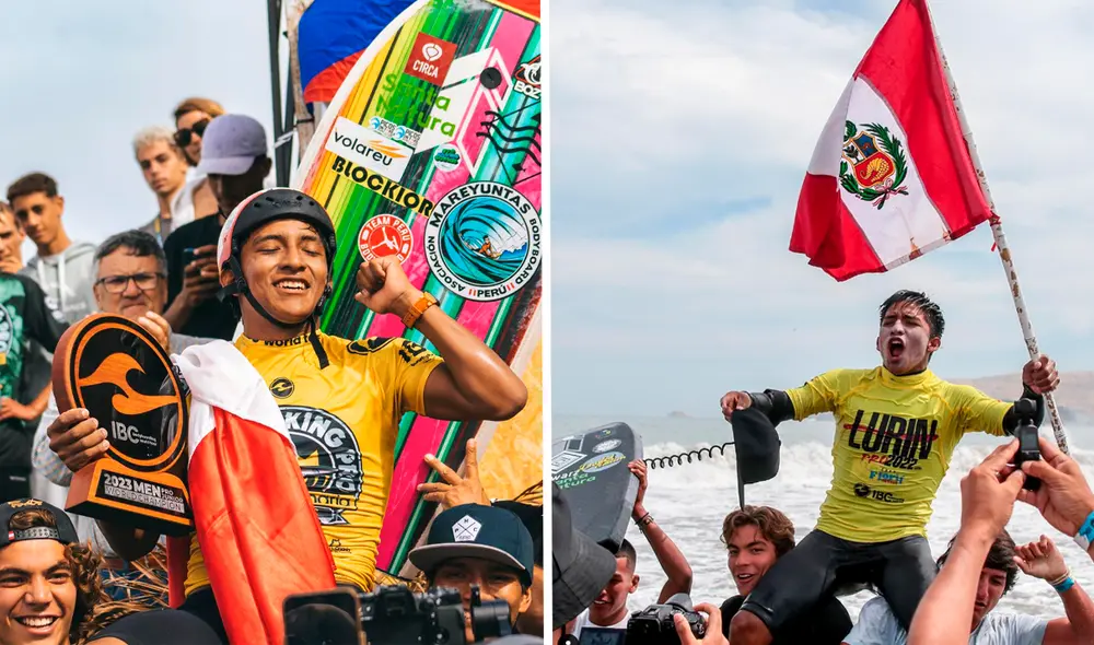 Con solo 17 años, Micheel 'Pirpo' Yancce se coronó campeón mundial de bodyboard junior. Foto: composición LR/Instagram/@pirpobodyboard