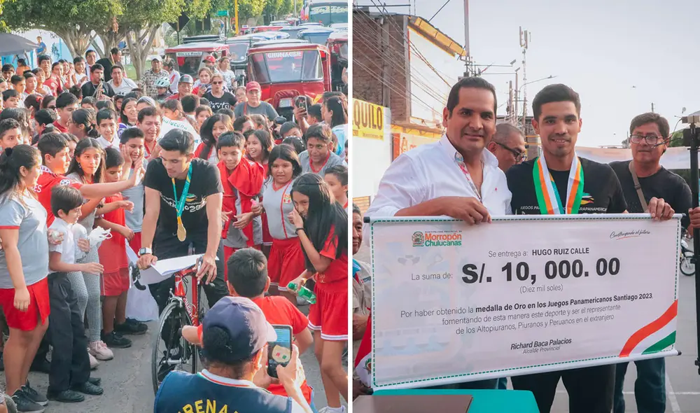 El deportista fue homenajeado por los ciudadanos. Foto: Composición LR / Municipalidad Provincial de Morropón Chulucanas