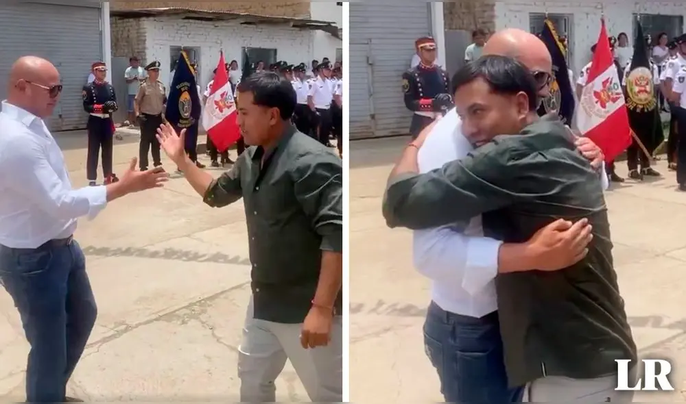 Imágenes registran un abrazo entre Joaquín Ramírez y el alcalde Nixon Hoyos. Foto: fuentes de La República