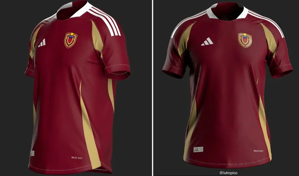 El usuario Lutropico hizo una proyección de cómo luciría la camiseta venezolana de acuerdo a una filtración. Foto: composición LR / Lutropico / Twitter / Footy Headlines El usuario Lutropico hizo una proyección de cómo luciría la camiseta venezolana de acuerdo a una filtración. Foto: composición LR / Lutropico / Twitter / Footy Headlines