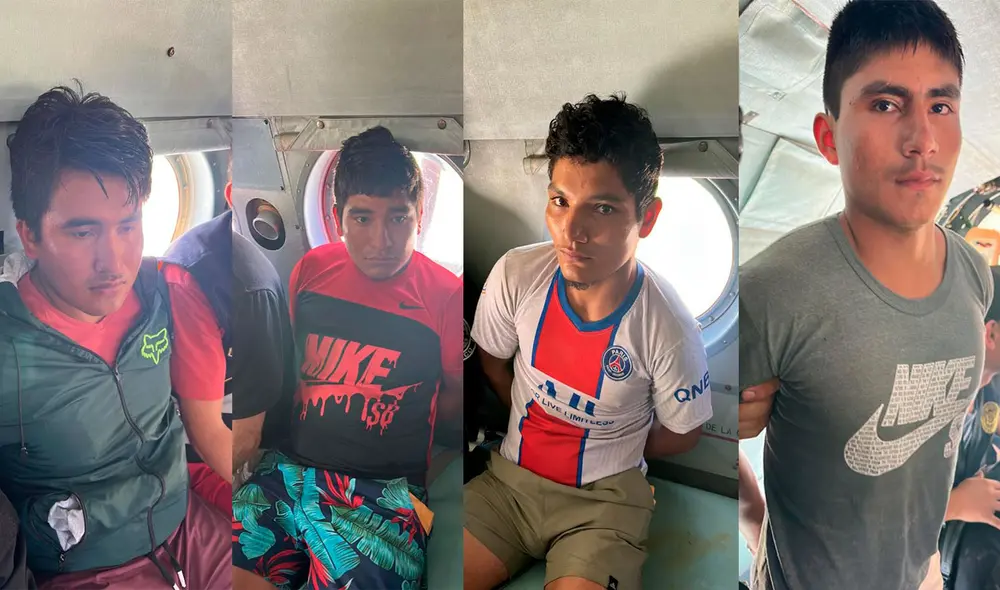 José Quispe Zuñiga alias "Josediño", Jheyson Ramos Andrade alias "Andres, Iván Quispe Vargas alias " Gabriel" y Romeo Campos Mancilla alias " Romeo" fueron capturados por la PNP. Foto: difusión José Quispe Zuñiga alias "Josediño", Jheyson Ramos Andrade alias "Andres, Iván Quispe Vargas alias " Gabriel" y Romeo Campos Mancilla alias " Romeo" fueron capturados por la PNP. Foto: difusión