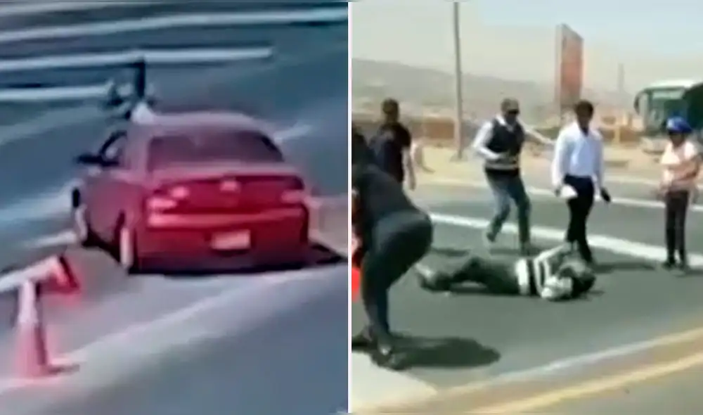El conductor, quien es un suboficial de la PNP, atropelló intencionalmente al agente de seguridad. Foto y video: ‘América noticias’ El conductor, quien es un suboficial de la PNP, atropelló intencionalmente al agente de seguridad. Foto y video: ‘América noticias’