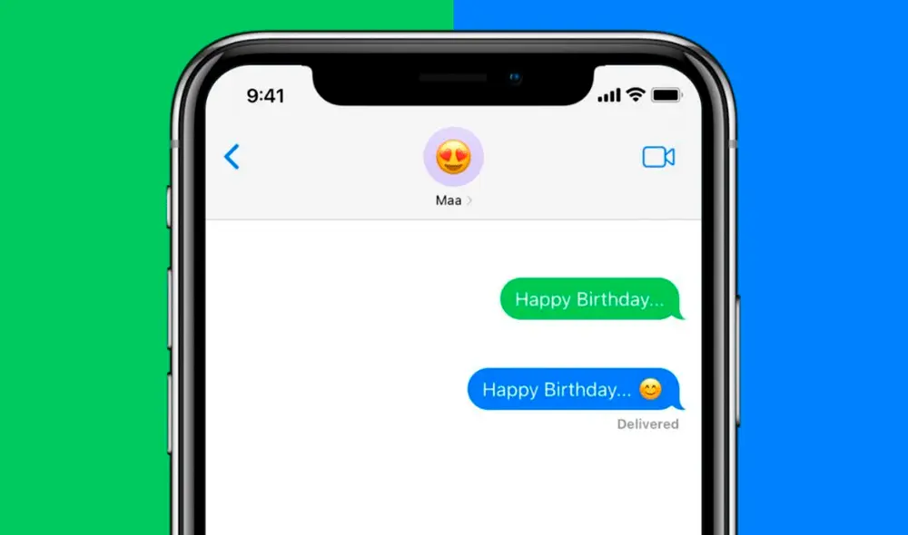 Los SMS que envías a tus amigos de iPhone les suelen aparecer con una burbuja verde. Foto: TeVeoTecno Los SMS que envías a tus amigos de iPhone les suelen aparecer con una burbuja verde. Foto: TeVeoTecno