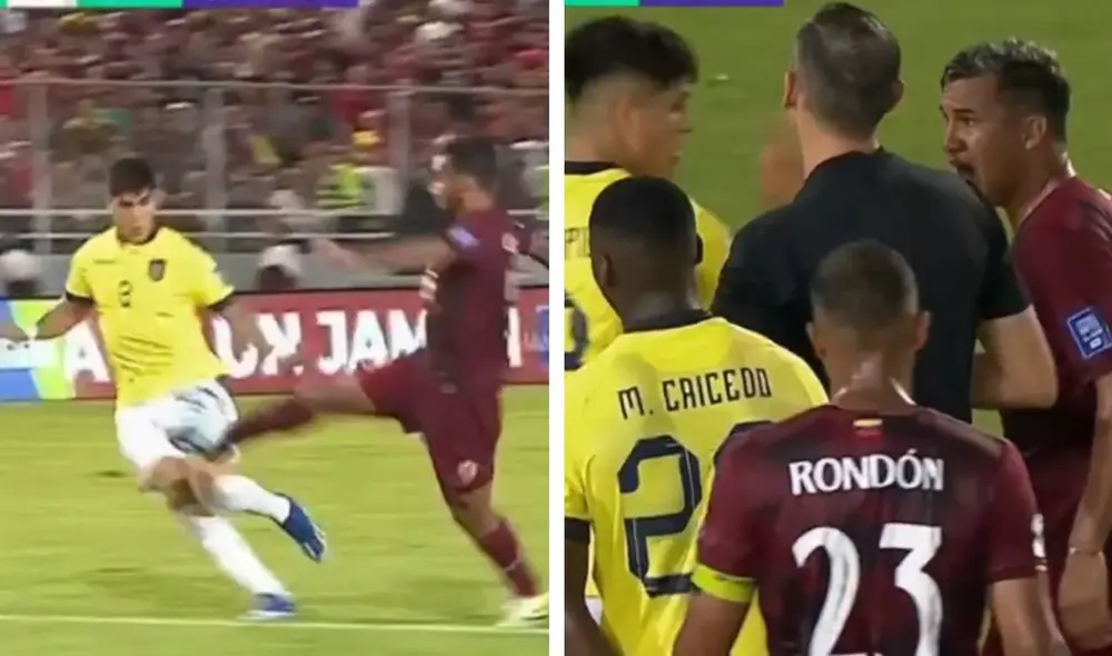 La acción fue protestada por el cuadro local, pero el colegiado no decretó el lanzamiento desde los doce pasos. Foto: composiciónLR/Movistar Deportes