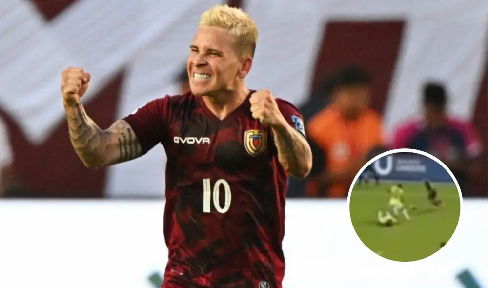 ¡El show de Soteldo! El extremo amarró el balón a sus pies intentando crear el espacio para lograr el tanto de Venezuela. Foto: composiciónLR/Diario Las Américas ¡El show de Soteldo! El extremo amarró el balón a sus pies intentando crear el espacio para lograr el tanto de Venezuela. Foto: composiciónLR/Diario Las Américas