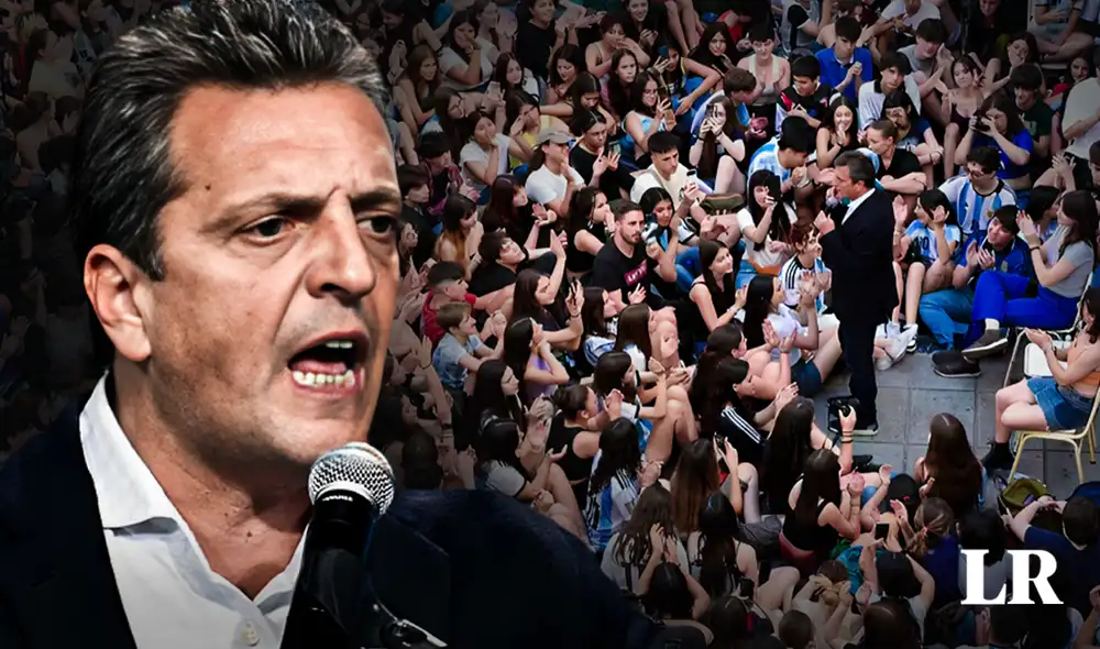 El candidato oficialista prefirió reunierse con decenas de jóvenes en un colegio de Buenos Aires para dar fin a su campaña presidencial. Foto: composición de Jazmin Ceras para LR