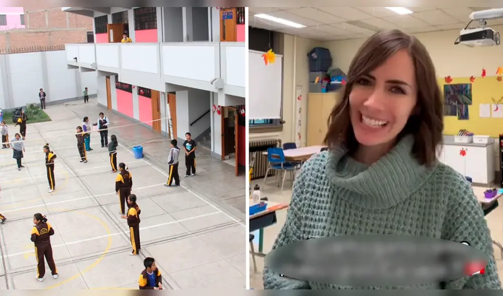 Verónique Angers enseñó inglés a escolares de secundaria en Perú. Foto: composición LR/captura de TikTok/Verónique Angers