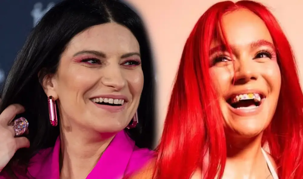 karol G entrega premio a Laura Pausini. Foto: composición LR/Instagram/difusión