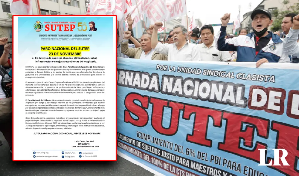 Sutep advirtió que podría darse una huelga indefinida si no hay respuesta del Ejecutivo. Foto: composición Fabrizio Oviedo/La República Sutep advirtió que podría darse una huelga indefinida si no hay respuesta del Ejecutivo. Foto: composición Fabrizio Oviedo/La República