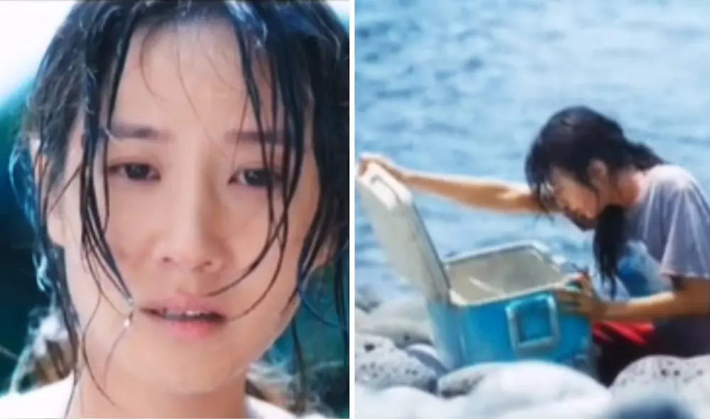 Seo Mok-Ha (Park Eun Bin) pasó 15 años en una isla en 'El naufragio de una diva'. Foto: composición LR/ Netflix