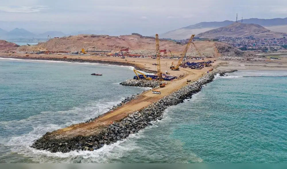 Megapuerto de Chancay viene construyéndose a paso acelerado. Foto: Andina Megapuerto de Chancay viene construyéndose a paso acelerado. Foto: Andina