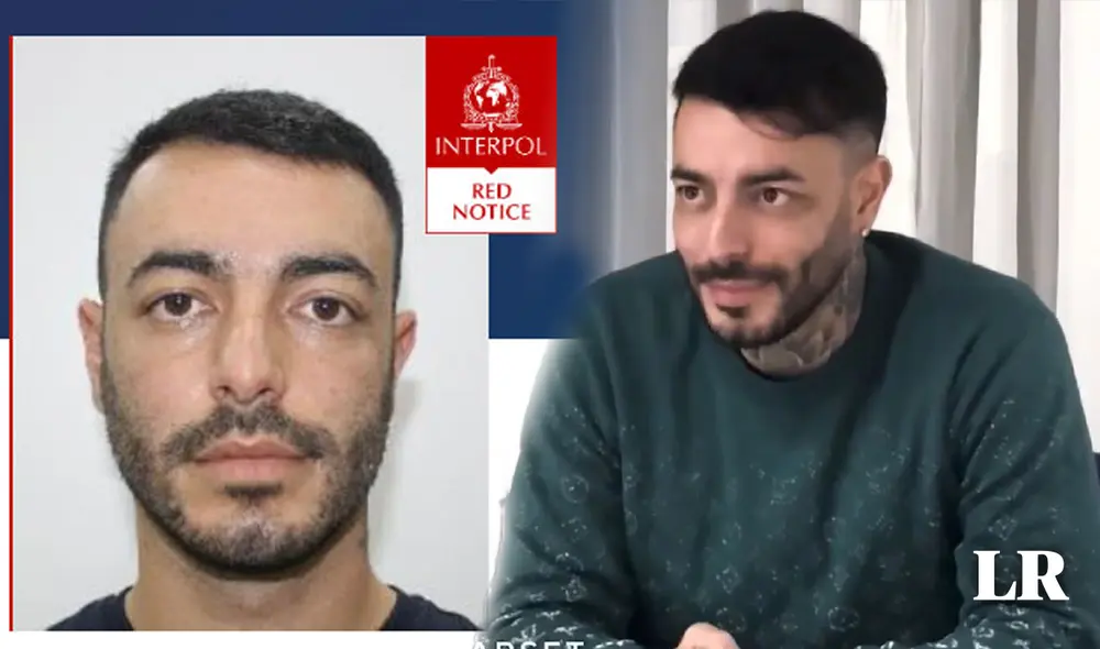 Sebastián Marset, quien es buscado por la Interpol, habló desde la clandestinidad con el programa uruguayo 'Santo y seña'. Foto: composición LR/Interpol/Programa Santo y Seña