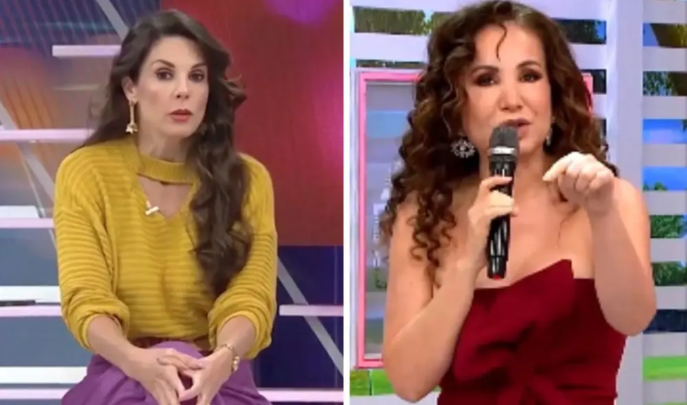 Janet Barboza y el equipo de 'América hoy' fueron a visitar a Brunella Horna pocos días después de dar a luz. Foto: composición LR/captura de América TV