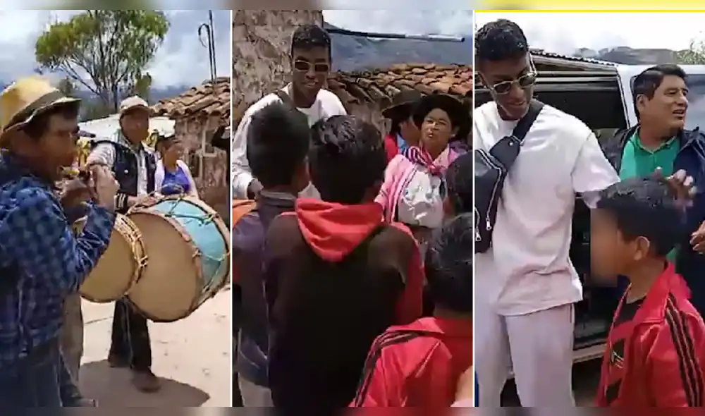 Muchos niños admiradores del fútbol se acercaron para abrazarlo y pedirle una foto. Foto: composición LR/@Radio TropiKana Apurimac