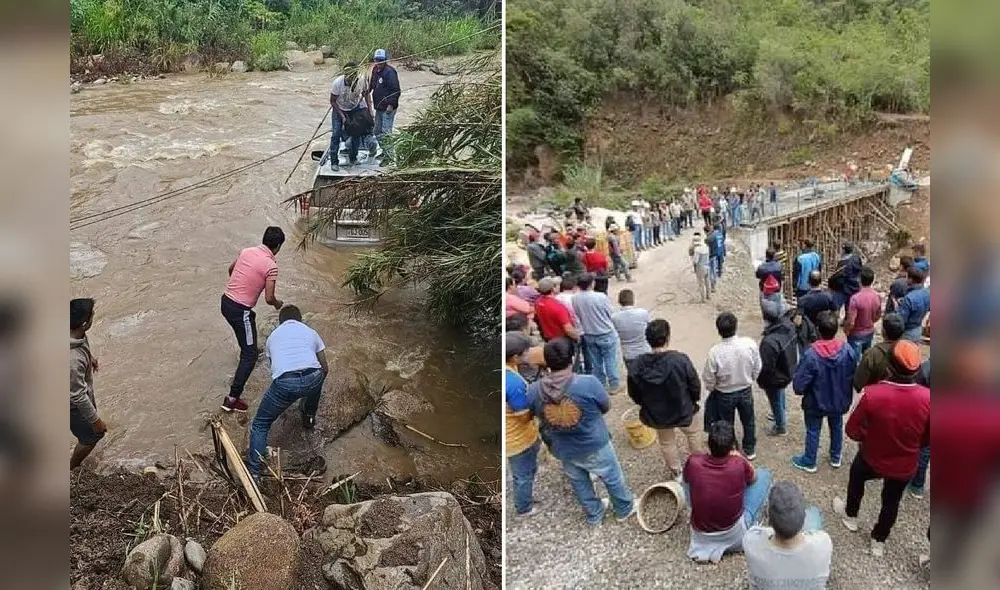 Camioneta quedó en medio del agua. Foto: Composición LR/Cajamarca Reporteros. Video