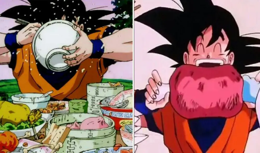 'Dragon Ball': Gokú come toda clase de alimentos, cantidad que sería letal para un ser humano. Foto: Twitter