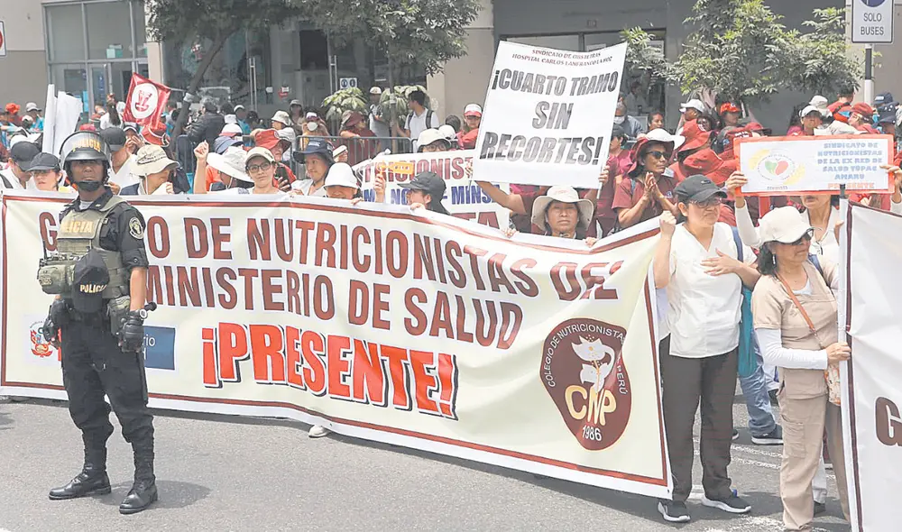 Huelga. Los gremios se sienten engañados. Piden la intervención de la presidenta Boluarte. Foto: Marco Cotrina