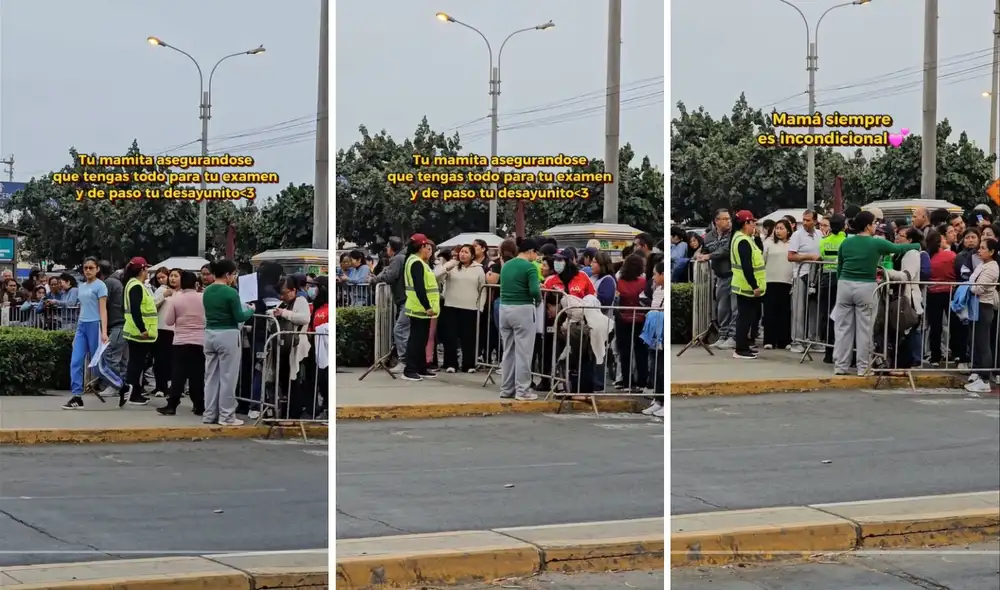 La conmovedora escena entre una mamá y una joven se dio a las afueras de la Universidad Nacional Mayor de San Marcos (UNMSM). Foto: composición LR/captura de TikTok