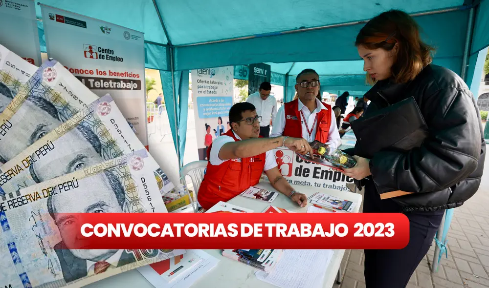 Para esta semana, las instituciones del Estado están ofreciendo puestos de trabajo con sueldos que alcanzan los S/12.000 Foto: composición de Jazmín Ceras/LR/MTPE Para esta semana, las instituciones del Estado están ofreciendo puestos de trabajo con sueldos que alcanzan los S/12.000 Foto: composición de Jazmín Ceras/LR/MTPE