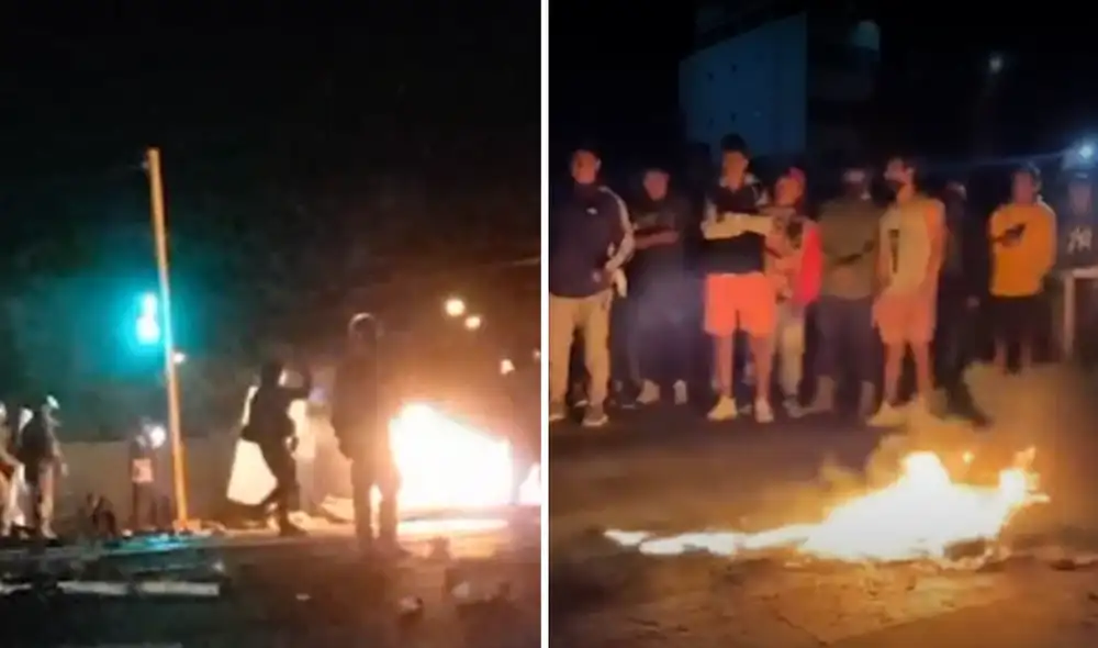 Manifestantes trataron de tomar la carretera en horas de la noche. Foto: Captura América Noticias Manifestantes trataron de tomar la carretera en horas de la noche. Foto: Captura América Noticias