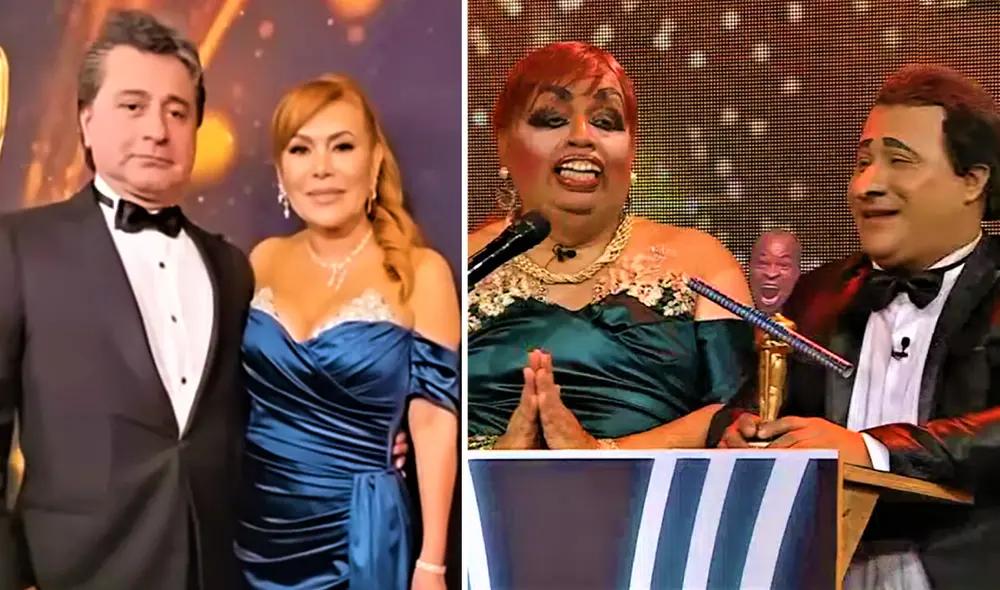 'Mascaly', interpretada por Jorge Benavides, brindó un curioso discurso en el que, incluso, participó su esposo (parodiado por Danny Rosales).  Foto: composición LR/ATV