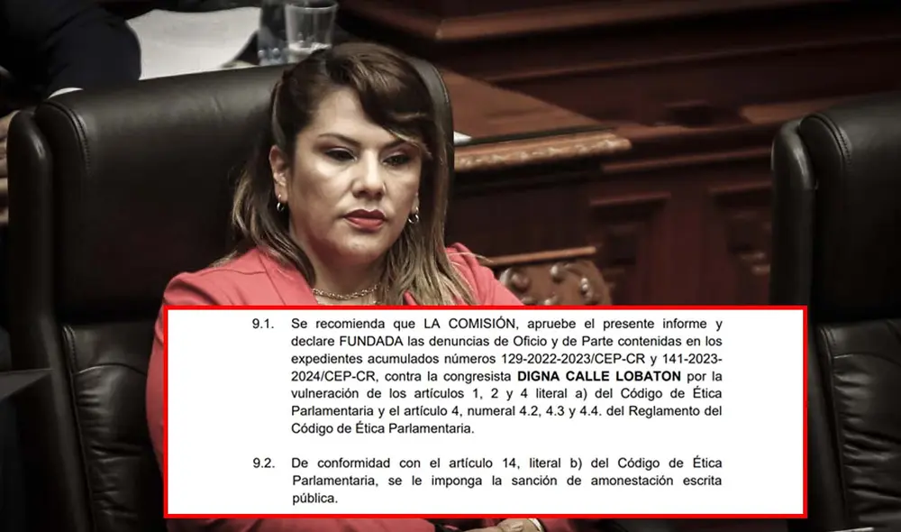 Digna Calle y la propuesta de amonestación. (Foto composición: La República)