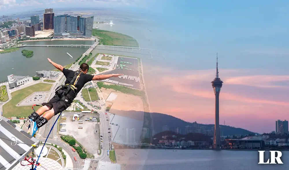 El turista japonés pagó alrededor del US$360 para lanzarse de lo alto de la torre Macao, en China. Foto: composición LR/referencial Klook El turista japonés pagó alrededor del US$360 para lanzarse de lo alto de la torre Macao, en China. Foto: composición LR/referencial Klook