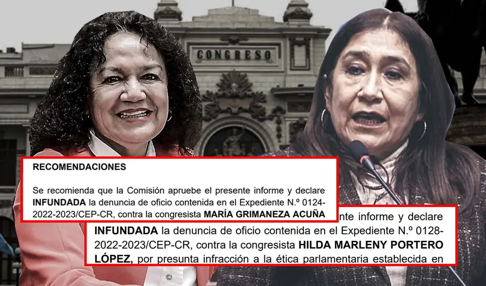 María Acuña e Hilda Portero, sus casos serán votados en Ética. (Foto composición: La República).