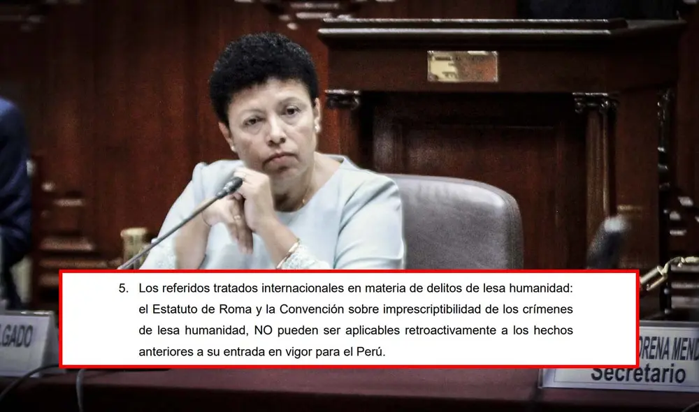 Martha Moyano, presidenta de Constitución, y el informe aprobado (Foto: Congreso).