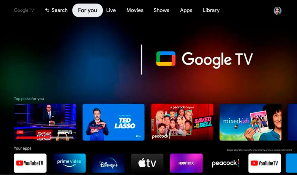 Así luce la interfaz de Google TV. Foto: Cinco Días
