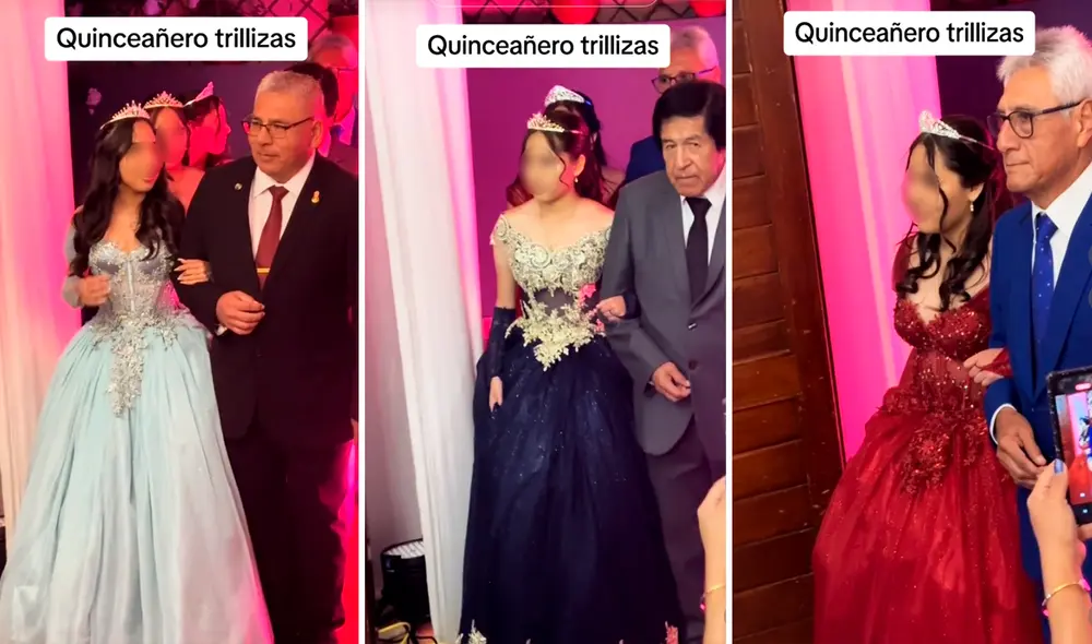 Muchos usuarios felicitaron la gran labor de los padres para criar a trillizas. Foto: composición LR/captura de TikTok/@eventoslimagym Muchos usuarios felicitaron la gran labor de los padres para criar a trillizas. Foto: composición LR/captura de TikTok/@eventoslimagym