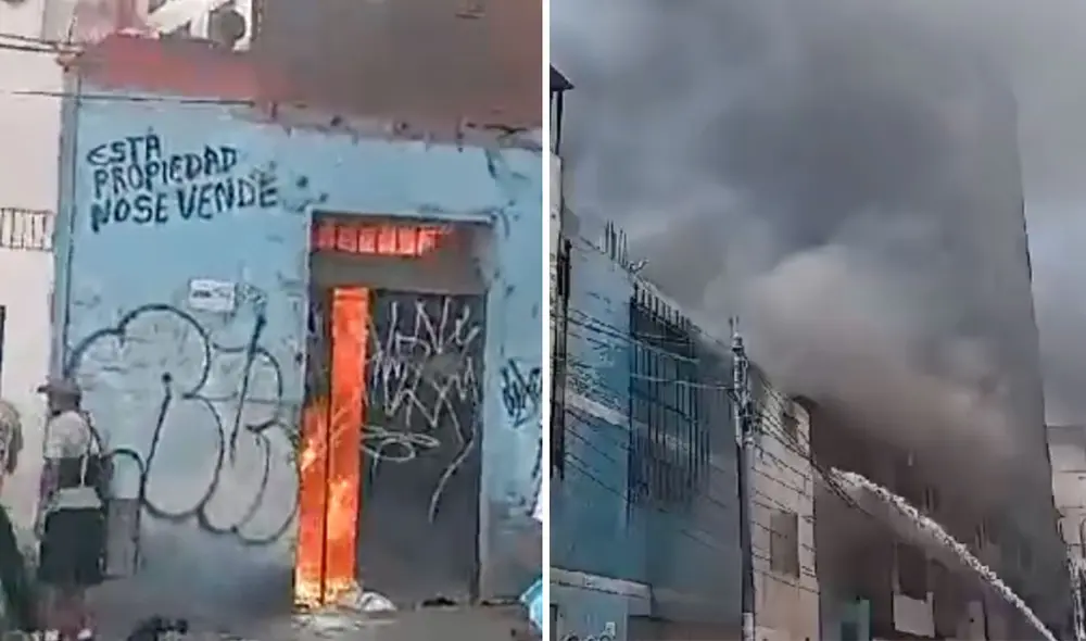 Incendio se registra en Cercado de Lima, a dos cuadras de Mesa Redonda. Foto: composición La República/MML Incendio se registra en Cercado de Lima, a dos cuadras de Mesa Redonda. Foto: composición La República/MML