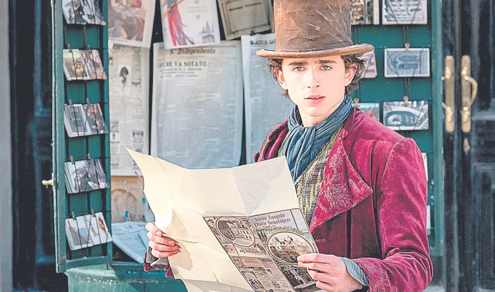 Toma chocolate. Timothée Chalamet en la enésima demostración de su enorme talento con un Wonka a la par del de Gene Wilder. Foto: difusión Toma chocolate. Timothée Chalamet en la enésima demostración de su enorme talento con un Wonka a la par del de Gene Wilder. Foto: difusión
