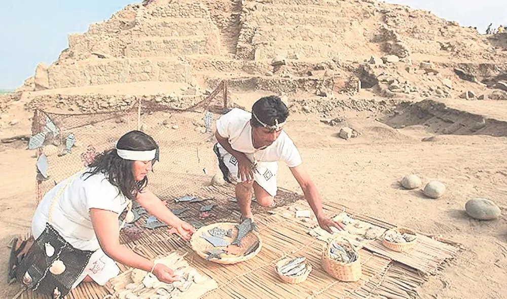 Los frutos del mar . Recreación en el sitio arqueológico Áspero en el valle de Supe, Zona Arqueológica Caral. Foto: difusión Los frutos del mar . Recreación en el sitio arqueológico Áspero en el valle de Supe, Zona Arqueológica Caral. Foto: difusión