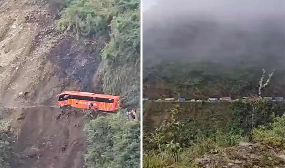 Video pone en evidencia las condiciones de peligrosa trocha que da a un abismo. Foto: composición LR/captura TikTok