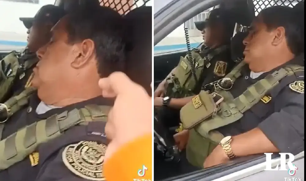 Usuarios criticaron a los policías que dormían en patrullero. Foto: composición LR Usuarios criticaron a los policías que dormían en patrullero. Foto: composición LR
